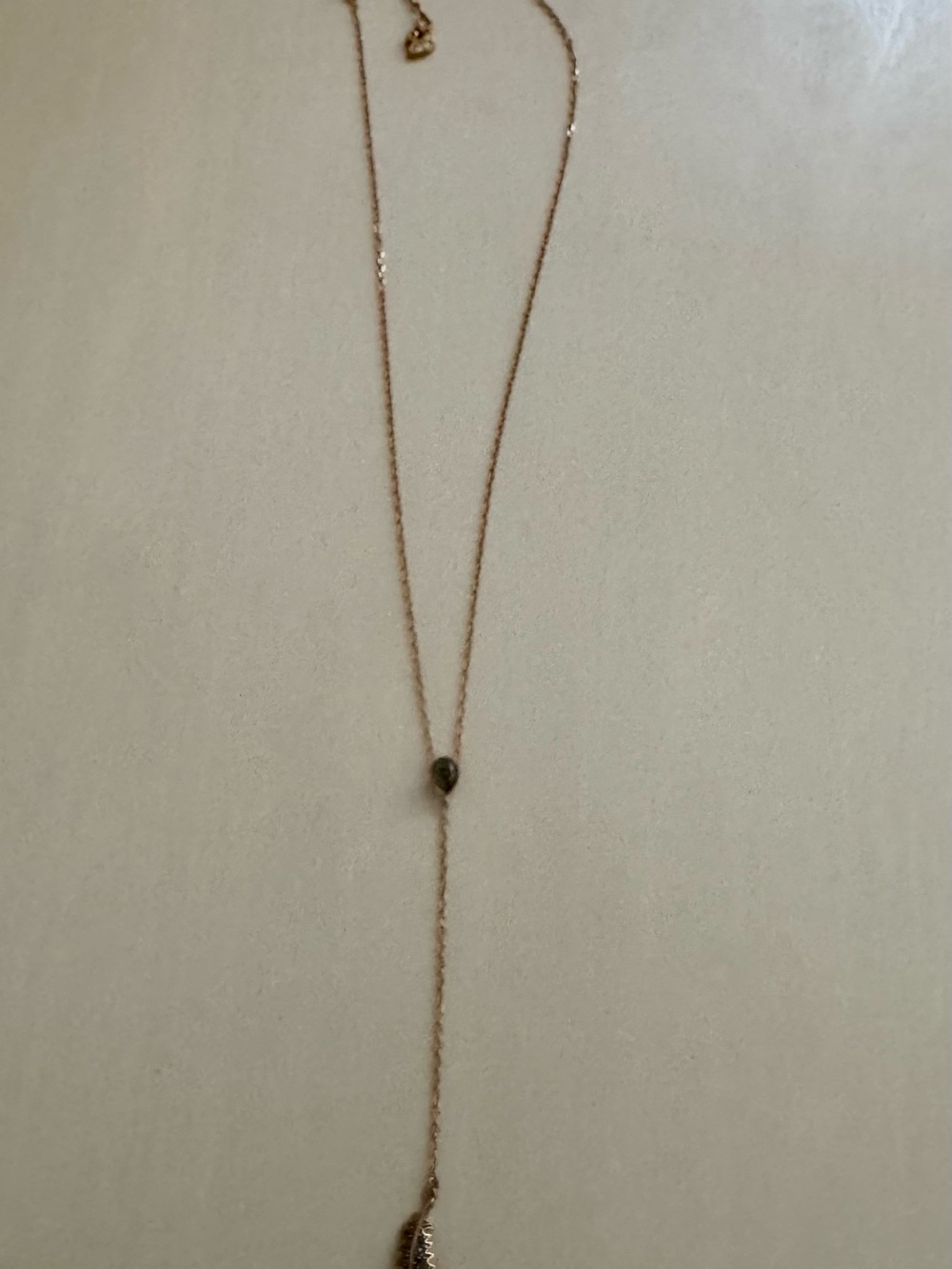 Swarovski Rose Gold Teardrop & Feather Crystal Lariat Necklace